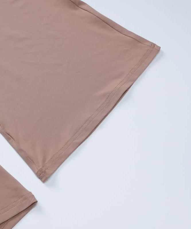 Cozy Fall Chic: Women's Ruched Flare Pant & Long Sleeve Crop Top Set - Mocha Brown Loungewear