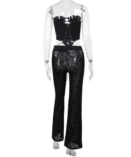 Velvet O-Ring Corset & Cut-Out Pant Set: Your Edgy Fall & Holiday Night Out Look