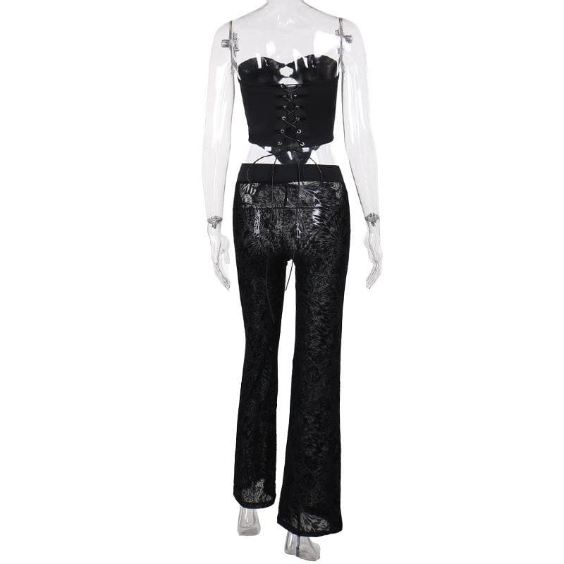 Velvet O-Ring Corset & Cut-Out Pant Set: Your Edgy Fall & Holiday Night Out Look