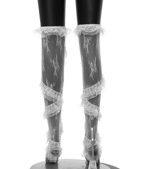 Spellbinding Gothic Lace Ruffle Thigh-High Stockings - Halloween & Dark Romance Essential
