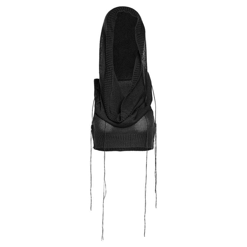 Edgy Knit Sleeveless Hooded Crop Top for Fall – Chic Streetwear Essential