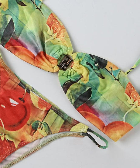 Juicy Fruit Print O-Ring Halter Bikini - Your Must-Have Tropical Vacation Swimwear