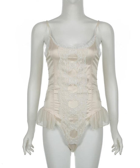 Luxurious Lace & Satin Bodysuit - Your Essential for Fall Layering & Holiday Glam