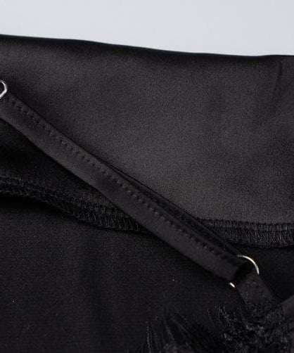 Sultry Black Satin & Lace Slit Slip Dress - Perfect for Holiday Parties & NYE