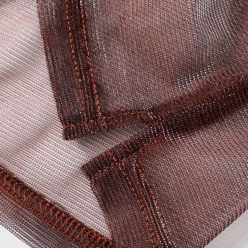 Fall Glam: Shimmer Mesh Ruched V-Neck Top - Long Sleeve Drawstring Party Ready