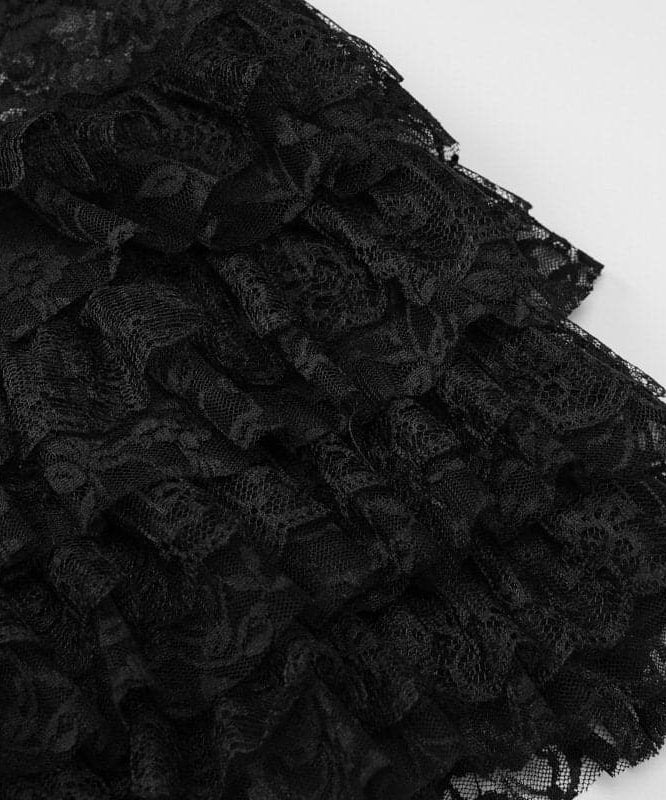 Sexy Black Lace Ruffle Romper - Strapless Tube Top Playsuit for Halloween & Fall Parties