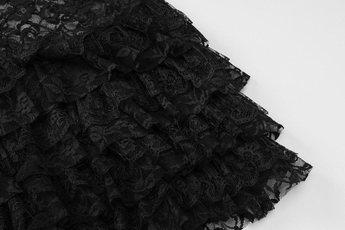 Sexy Black Lace Ruffle Romper - Strapless Tube Top Playsuit for Halloween & Fall Parties