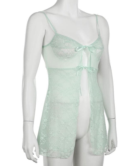 Whisper Blue Coquette Sheer Lace Tie-Front Top – Ethereal Fall Layering & Date Night Chic