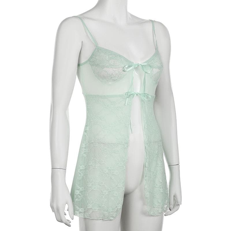 Whisper Blue Coquette Sheer Lace Tie-Front Top – Ethereal Fall Layering & Date Night Chic