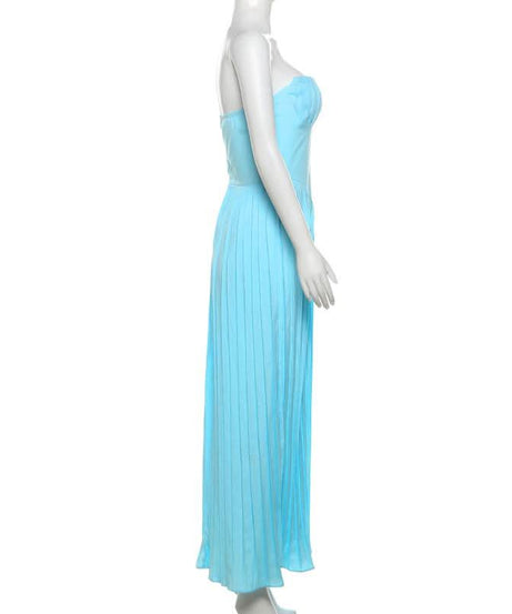 Azure Escape Strapless Pleated Maxi Dress - Fall Formal & Resort Ready Elegance