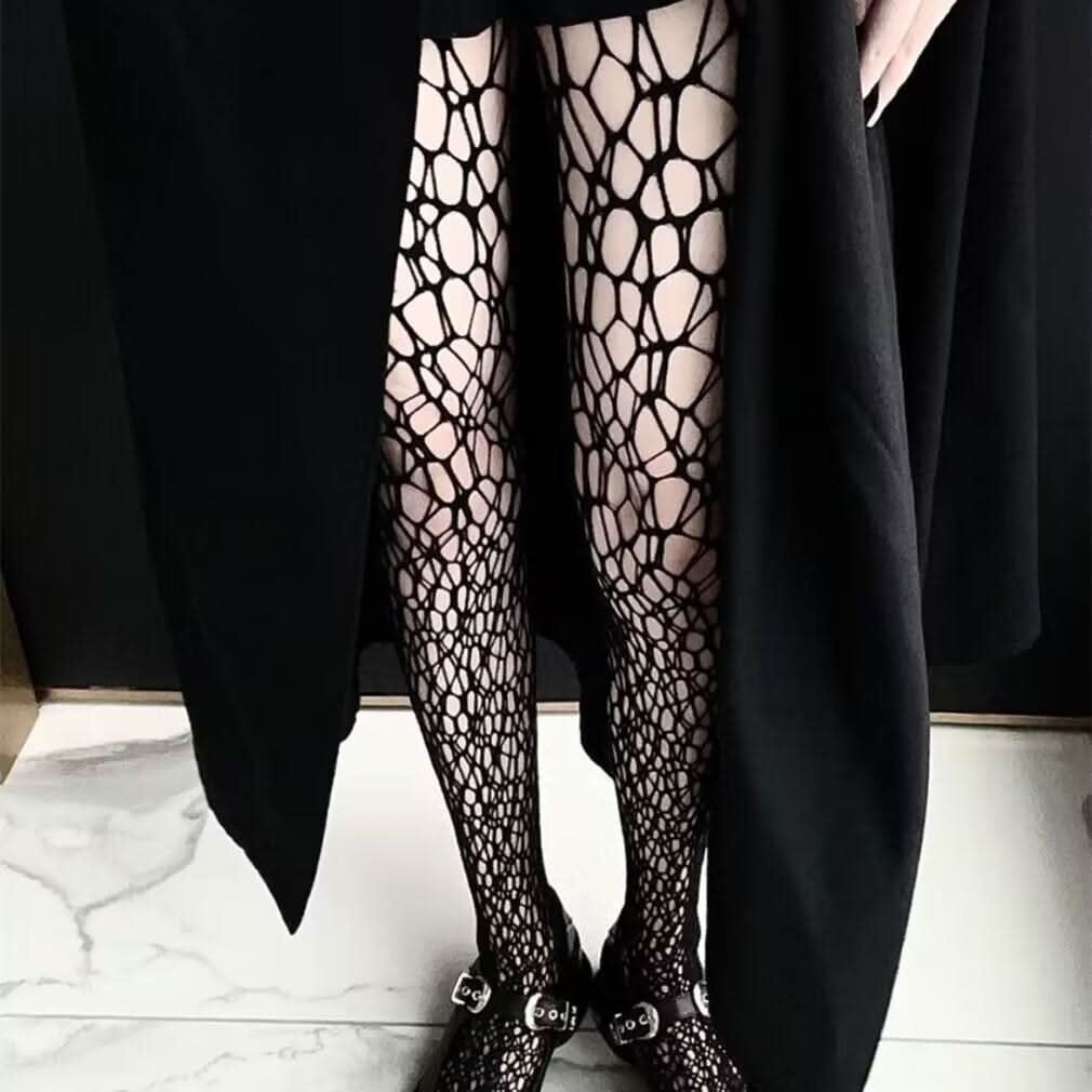 Elevate Your Fall Style: Intricate Web Sheer Tights – Perfect for Halloween & Beyond!