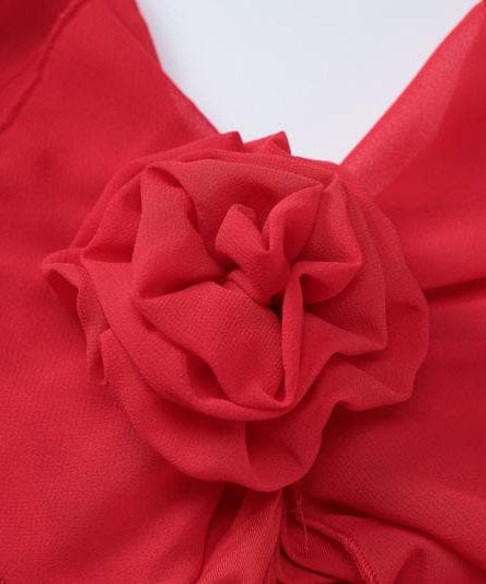 Siren Red Backless Ruffle Maxi Dress - Holiday Gala & Fall Elegance