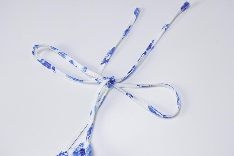 Chic Blue Floral Tie-Shoulder Maxi Dress - Elegant Mermaid Hem for Fall Events & Tropical Getaways