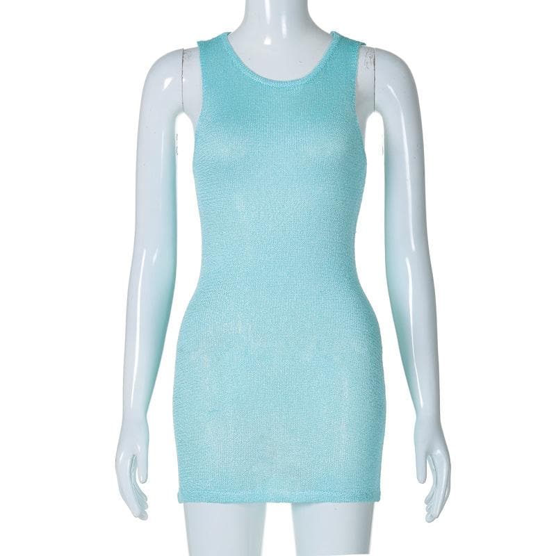 Aqua Shimmer Knit Mini Dress – Your Fall Layering & Party Essential