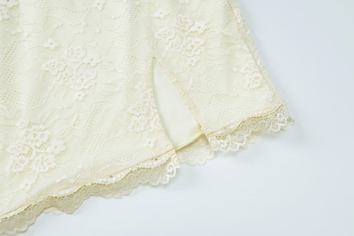 Alluring Ivory Lace V-Neck Mini Dress with Slit | Perfect for Fall Parties & Date Nights