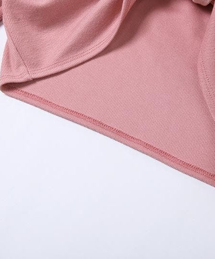 Blush Pink Cold Shoulder Knotted Crop Top - Trendy Long Sleeve & Strappy Fall Fashion for Women