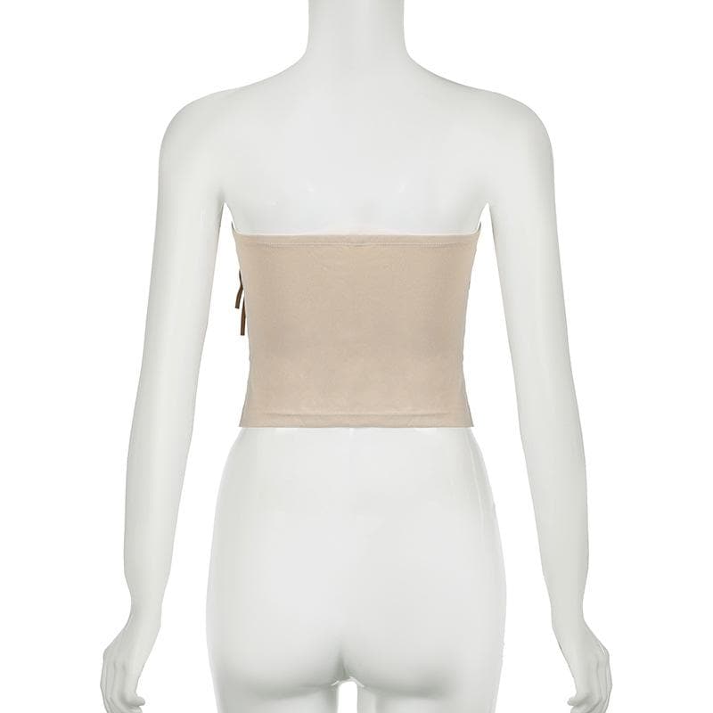 Fall Fringe Flair: Boho Layered Lace & Ruffle Tube Top for Women