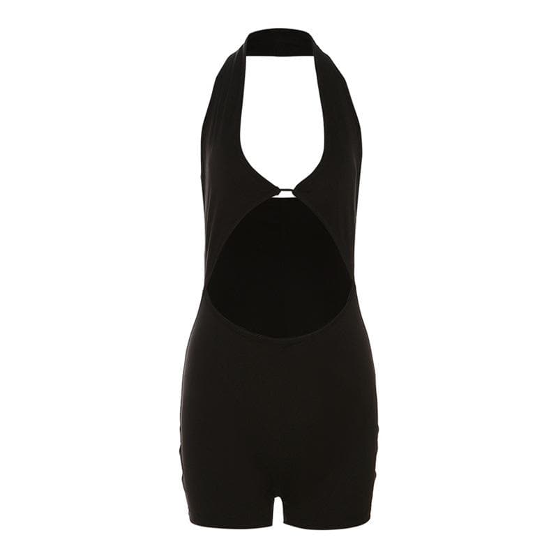 Sassy & Chic Black Halter Cutout Romper – Your Essential for Fall Nights Out & Warm-Weather Escapes