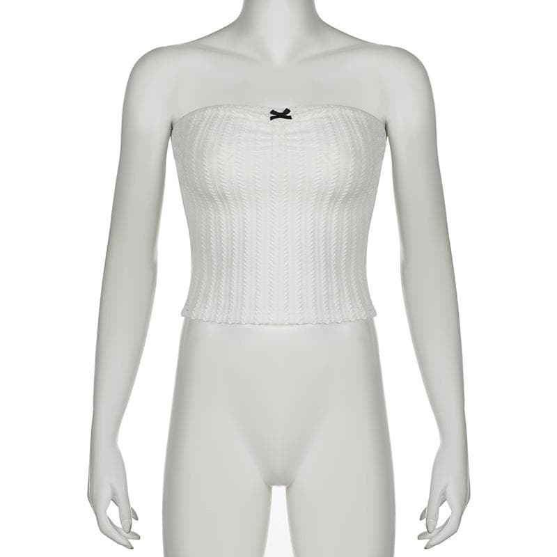 Effortless Chic Textured Bow Tube Crop Top | Fall Transitional Style