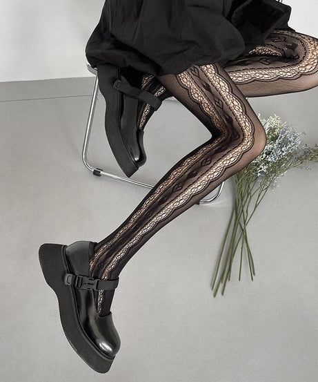 Fall Enchantress Black Lace Fishnet Tights | Spooky Chic & Edgy Autumn Style