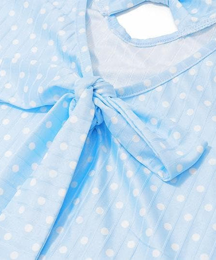 Women's Light Blue Polka Dot Swim Dress with Bowknot Detail & Shorts – Your Fall/Winter Vacation Essential