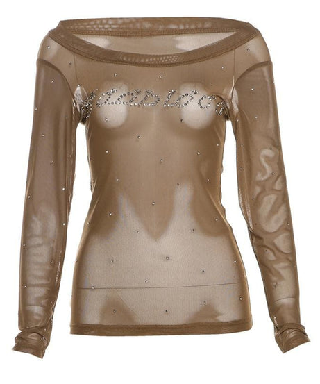 Sparkle & Sheer Off-Shoulder Top: Your Daring Fall & Holiday Statement Piece