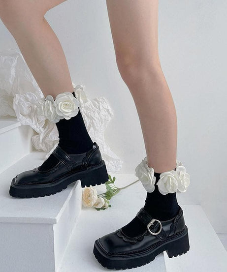 Coquette Rose Applique Ankle Socks - Whimsical Fall & Halloween Style for Women