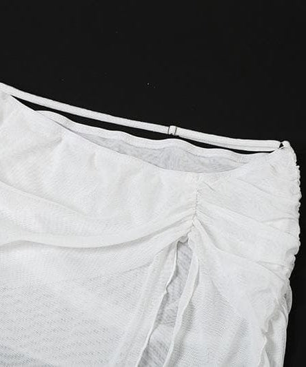 Sultry Siren Black Sheer Mesh One-Shoulder Top & High-Slit Maxi Skirt Set - Your Fall Escape & Party Essential