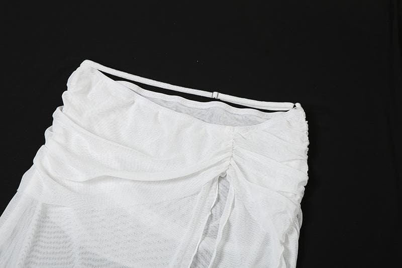 Sultry Siren Black Sheer Mesh One-Shoulder Top & High-Slit Maxi Skirt Set - Your Fall Escape & Party Essential