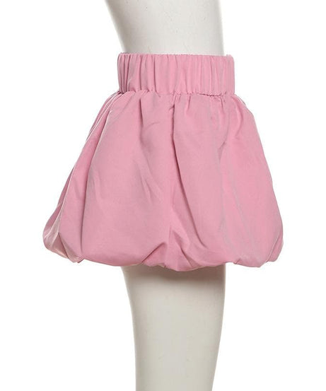 Flirty Pink Bubble Mini Skirt: High-Rise Ruched Style for Fall Fun & Party Nights