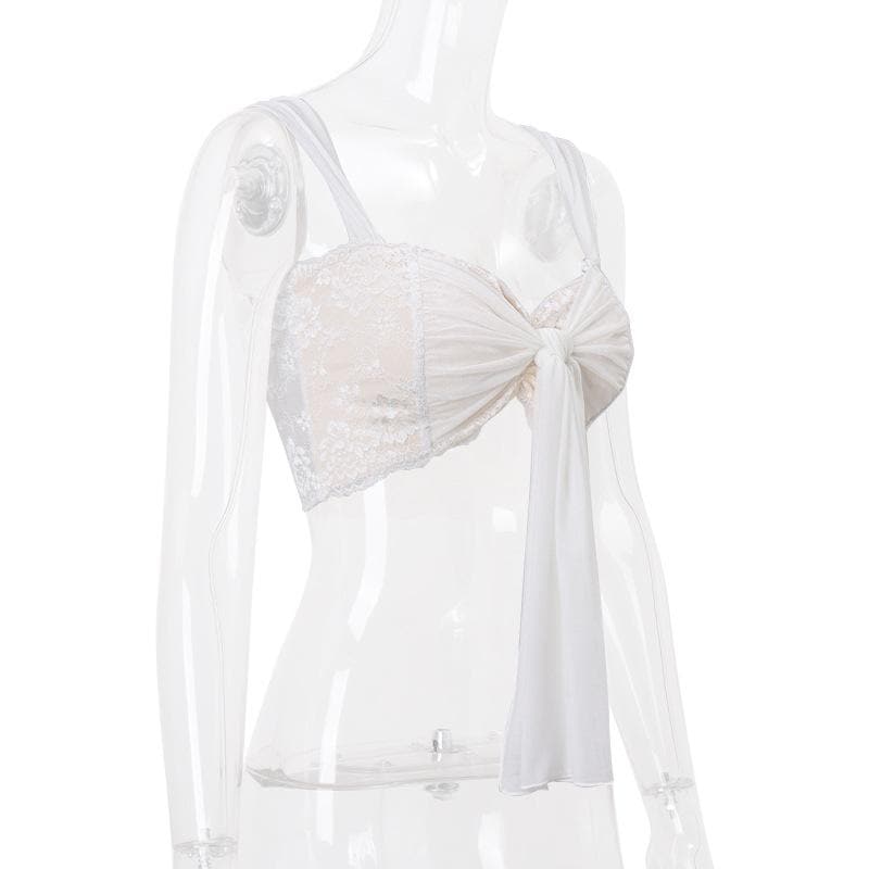 Chic Coquette Lace Bow-Knot Crop Cami Top - Fall Fashion Must-Have