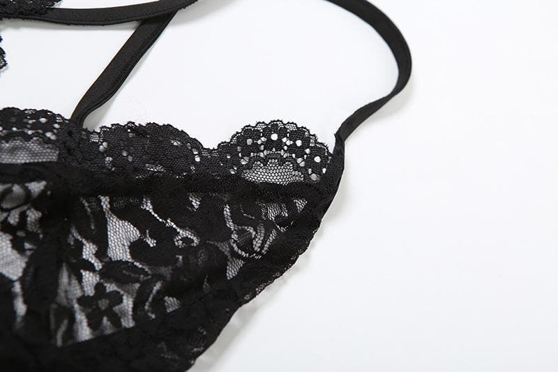 Sultry Black Lace V-Neck Romper Bodysuit – Chic & Flirty for Fall Nights