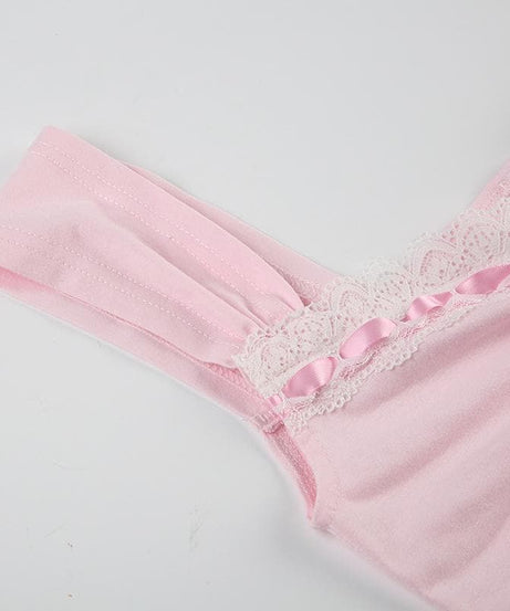 Blushing Pink Coquette Lace Cami Top | Ruched Sweetheart & Fall Layering Essential