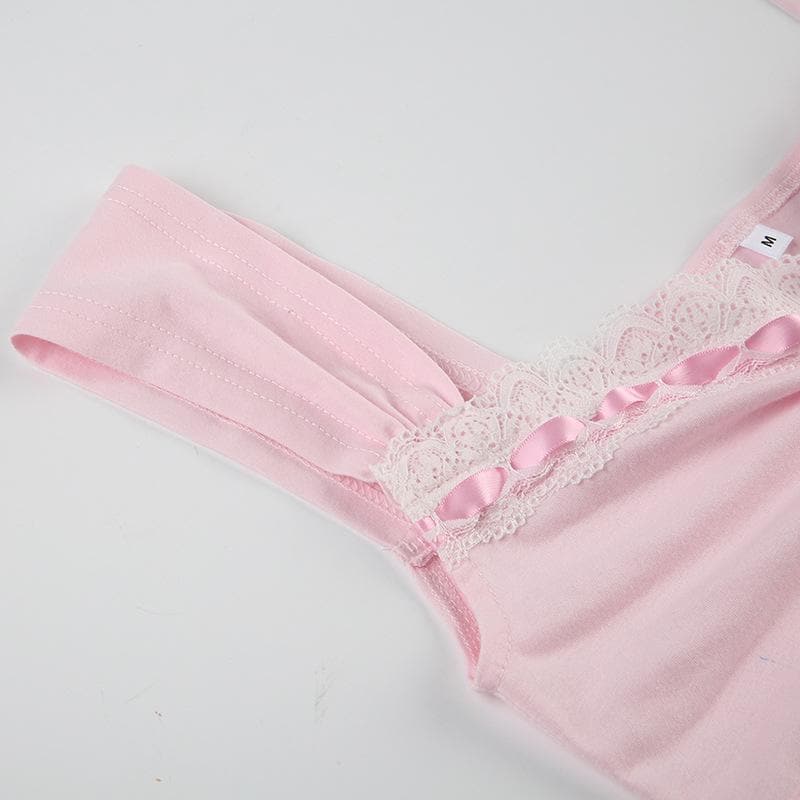 Blushing Pink Coquette Lace Cami Top | Ruched Sweetheart & Fall Layering Essential