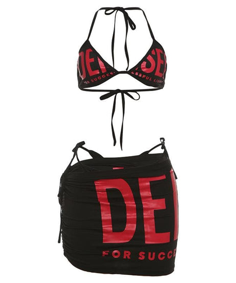 Fall Getaway Ready: Bold Graphic Halter Crop Top & Ruched Mini Skirt Set – Your Statement Night Out & Vacation Essential