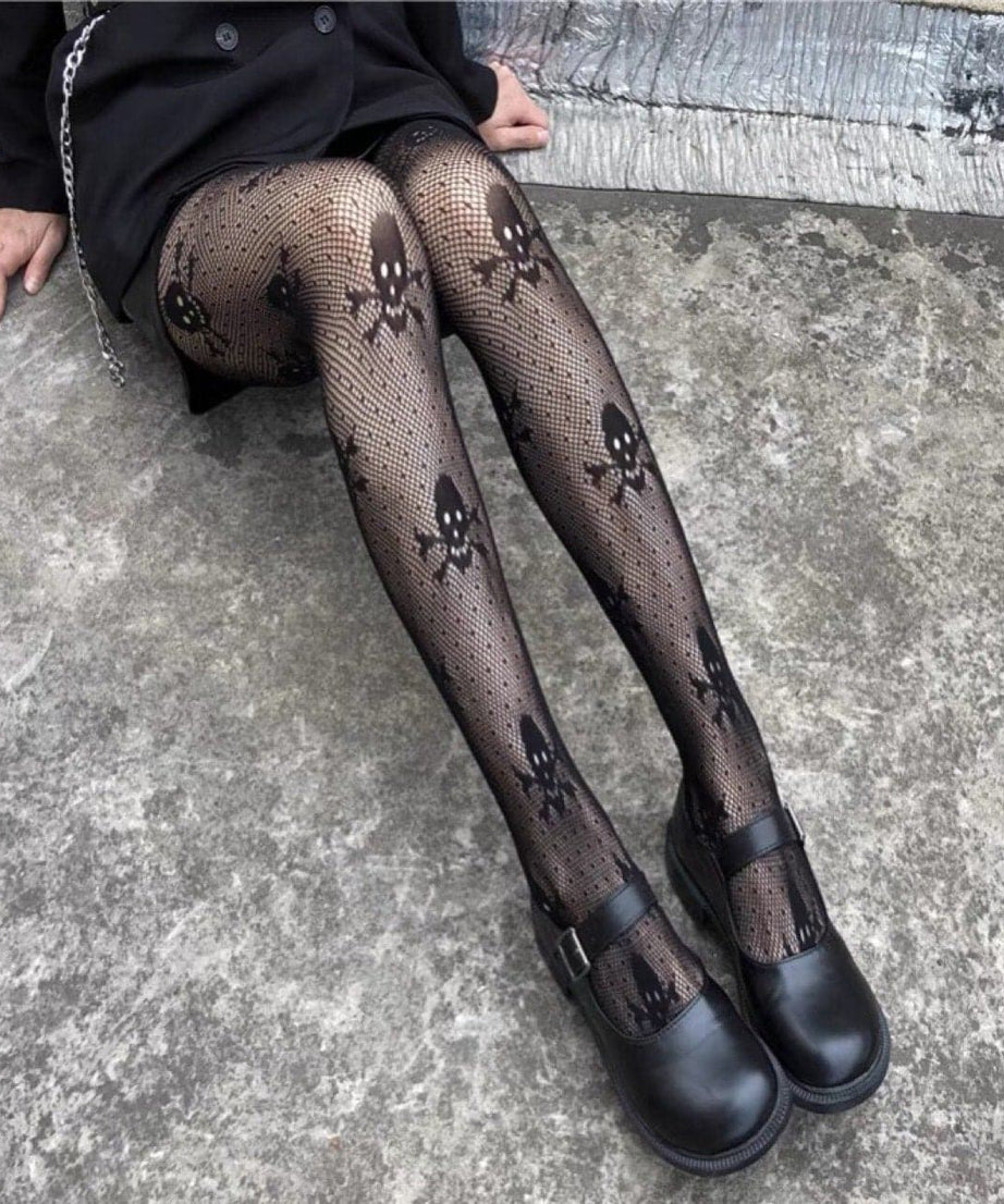 Creepy-Chic Spider Web Fishnet Tights for Women - Gothic Halloween Legwear