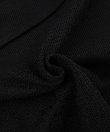 Chic Black Ribbed Halter Bodysuit with Asymmetrical Straps – Your Essential Fall Style