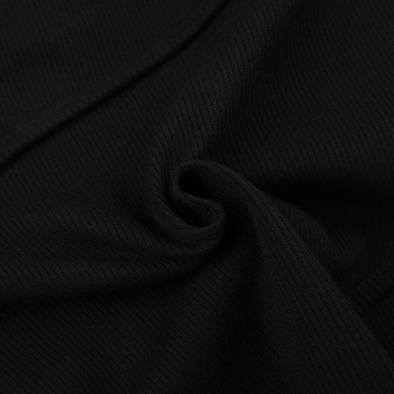 Chic Black Ribbed Halter Bodysuit with Asymmetrical Straps – Your Essential Fall Style