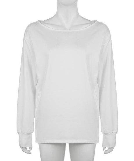 Effortless Chic Boat Neck Long Sleeve Top for Women - Your Go-To White Fall Essential