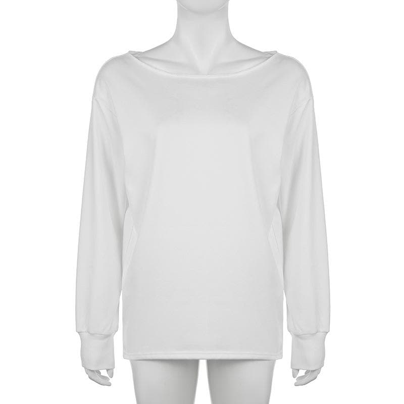Effortless Chic Boat Neck Long Sleeve Top for Women - Your Go-To White Fall Essential