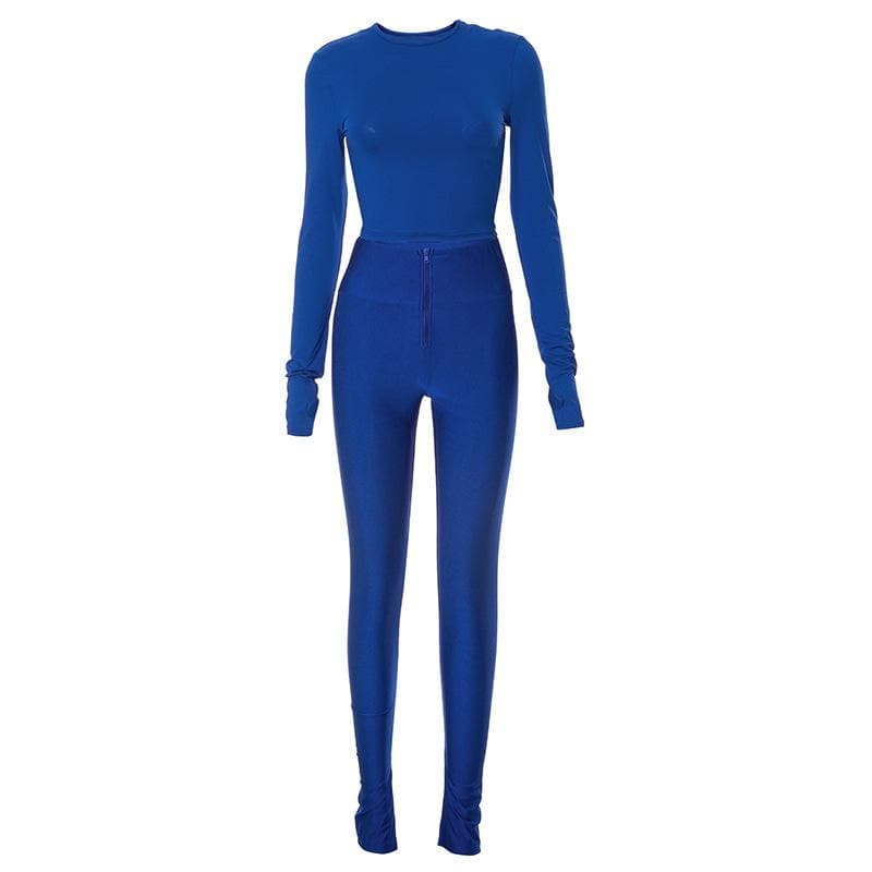 Royal Blue Long Sleeve High-Waist Legging Set - Your Go-To Fall Athleisure & Lounge Staple