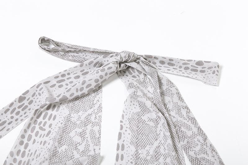 Unleash Your Fierce: Snakeskin Halter Ruched Mini Dress – Perfect for Halloween & Fall Nights Out