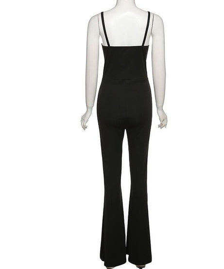 Dare to Dazzle: Black Mesh Slit Flare Jumpsuit - Your Ultimate Fall & Holiday Party Statement