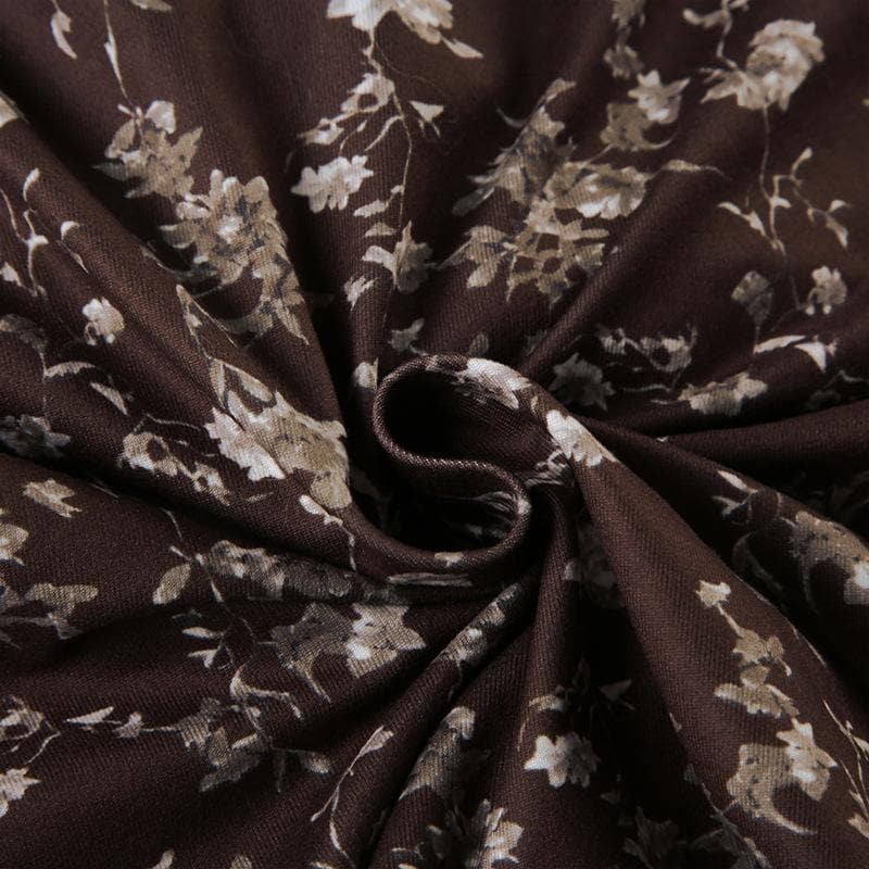 Autumn Bloom Brown Floral Sweetheart Top - Chic Puff Sleeve Ruffle Blouse