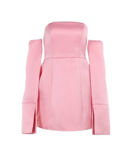 Barbiecore Pink Strapless Mini Dress with Detachable Sleeves | Holiday Party Ready