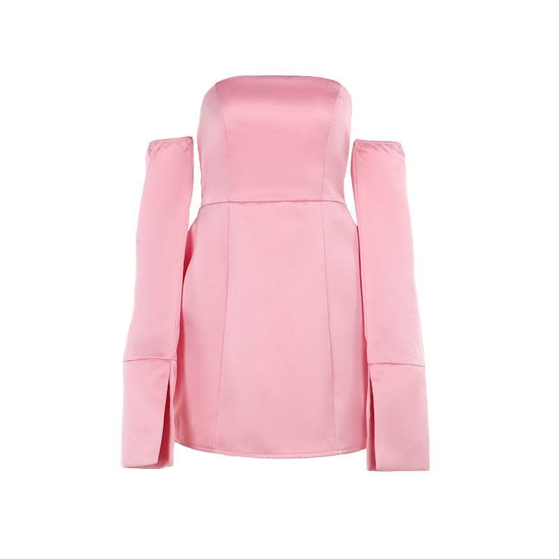 Barbiecore Pink Strapless Mini Dress with Detachable Sleeves | Holiday Party Ready