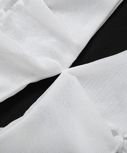 Y2K Inspired Sheer Ruffle Halter Crop Top - Flirty V-Neck Mesh Top for Fall Nights & Vacations