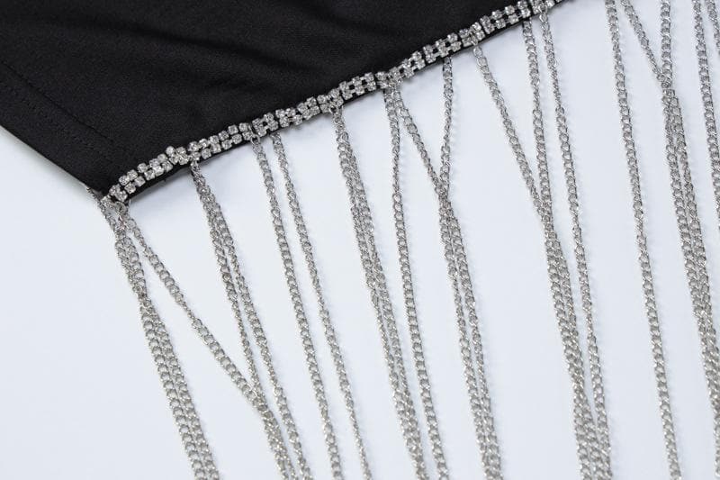 Dazzling Chain Tassel Strapless Mini Dress - Your Ultimate Fall & Holiday Party Statement