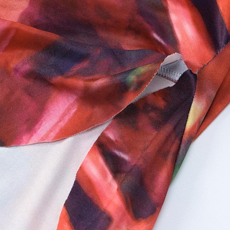 Autumn Bloom Strapless O-Ring Ruffle Midi Dress - Vibrant Party & Cocktail Chic