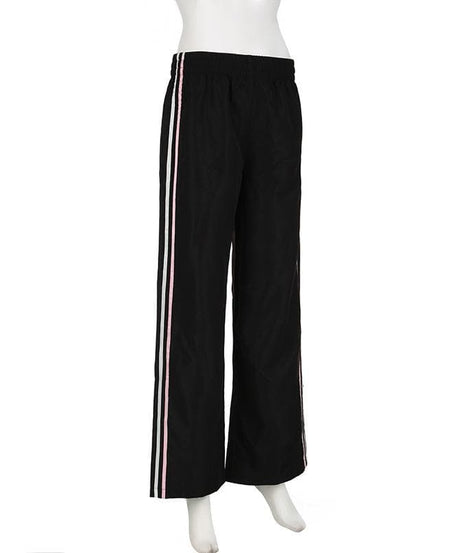Chic Black Wide-Leg Side-Stripe Pants | Women's Fall Athleisure & Cozy Comfort